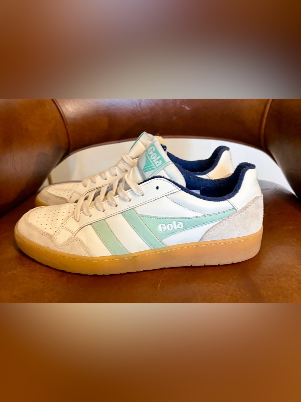 Gola Eagle '86 Sneakers light Blue and White womens size 10 terry towel lining
